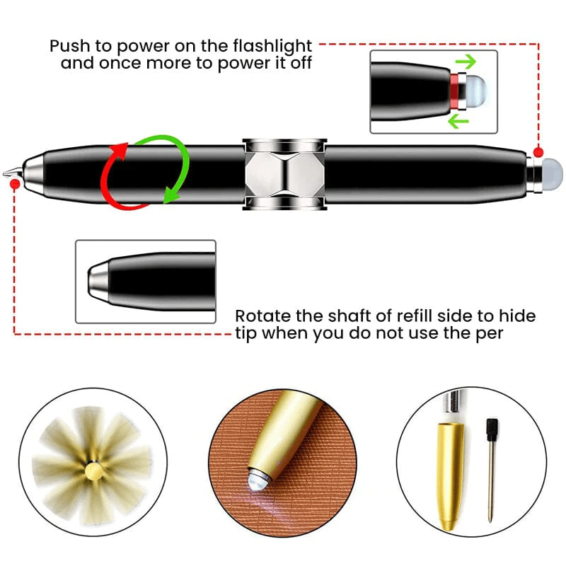 Fidget Spinner Pen With LED Light